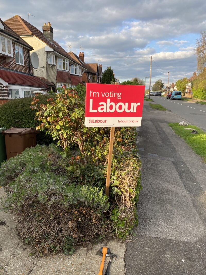 The first Vote Labour sign ever in Worcester Park?